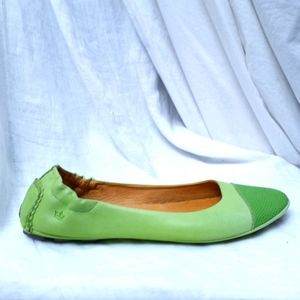 PETER MILLAR Green Toe Capped Ballet Flats